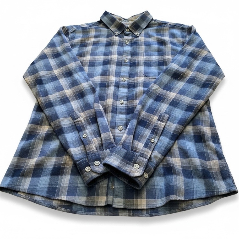 Eddie Bauer Shirt Mens Large‎ Blue Plaid Button Down Classic Fit Long Sleeve